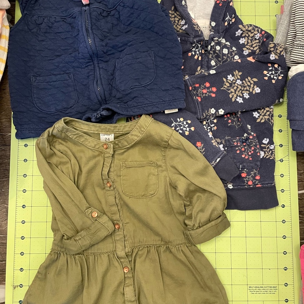 Carter's Navy and Olive Kids Tops including Zipper Hoodie, Quilted Vest